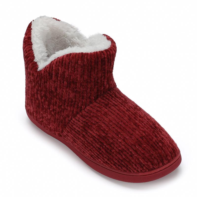 Women Indoor Warm Bootie Slippers Fluffy Plush Outdoor Winter Booty Slippers with Polar Fleece Lining