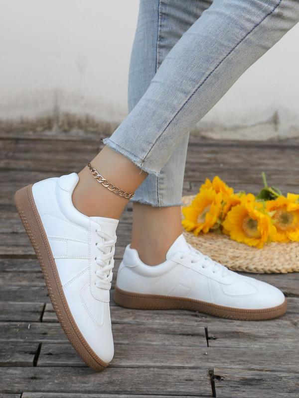 Women's Fashionable Lace Up Low Top Sneakers, Casual Comfortable Breathable Sports Shoes, Female All-match Round Toe Shoes for Daily Wear