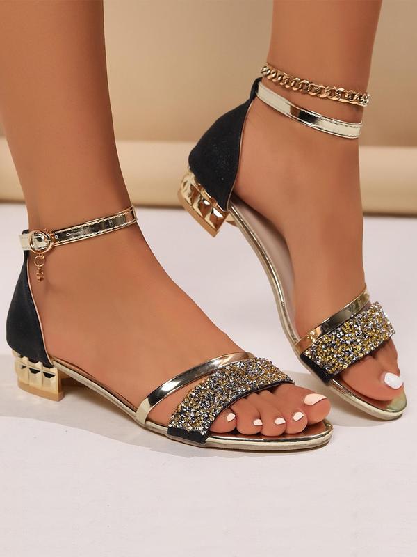 Women's Fashionable Rhinestone Decorated Sandals, Elegant Open Toe Sandals for Summer, Lightweight Breathable Comfortable Shoes for Daily Wear