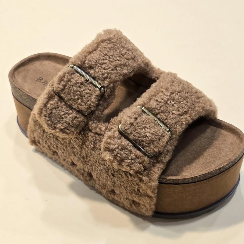 Bamboo New Platform Double Big Buckle Fuzzy Sheperd Corky Casual Slip-on Sandals Fall Fashion Finds Walking Shoes Footwear Walking Shoes Footwear