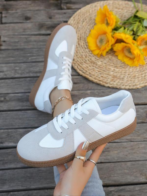 Women's Fashionable Lace Up Low Top Sneakers, Casual Comfortable Breathable Sports Shoes, Female All-match Round Toe Shoes for Daily Wear