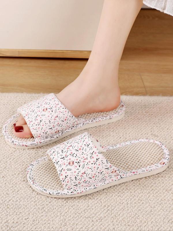 1 Pair Women's Ditsy Floral Print House Slippers, Soft and Comfy Non-slip Bedroom Slippers for Women & Girls, 2023 New Trendy Perfect House Shoes Indoor and Outdoor