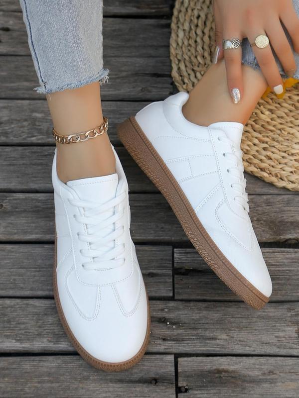 Women's Fashionable Lace Up Low Top Sneakers, Casual Comfortable Breathable Sports Shoes, Female All-match Round Toe Shoes for Daily Wear