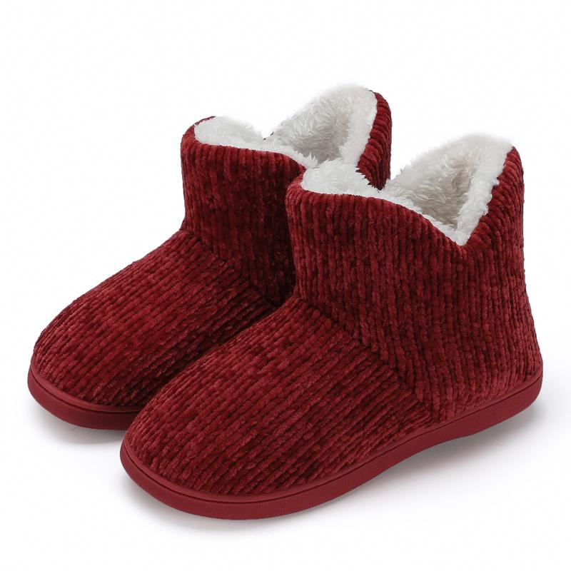 Women Indoor Warm Bootie Slippers Fluffy Plush Outdoor Winter Booty Slippers with Polar Fleece Lining