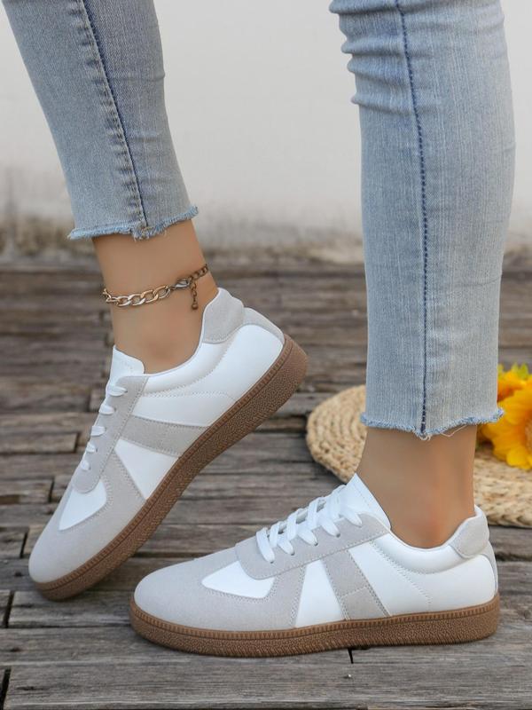 Women's Fashionable Lace Up Low Top Sneakers, Casual Comfortable Breathable Sports Shoes, Female All-match Round Toe Shoes for Daily Wear