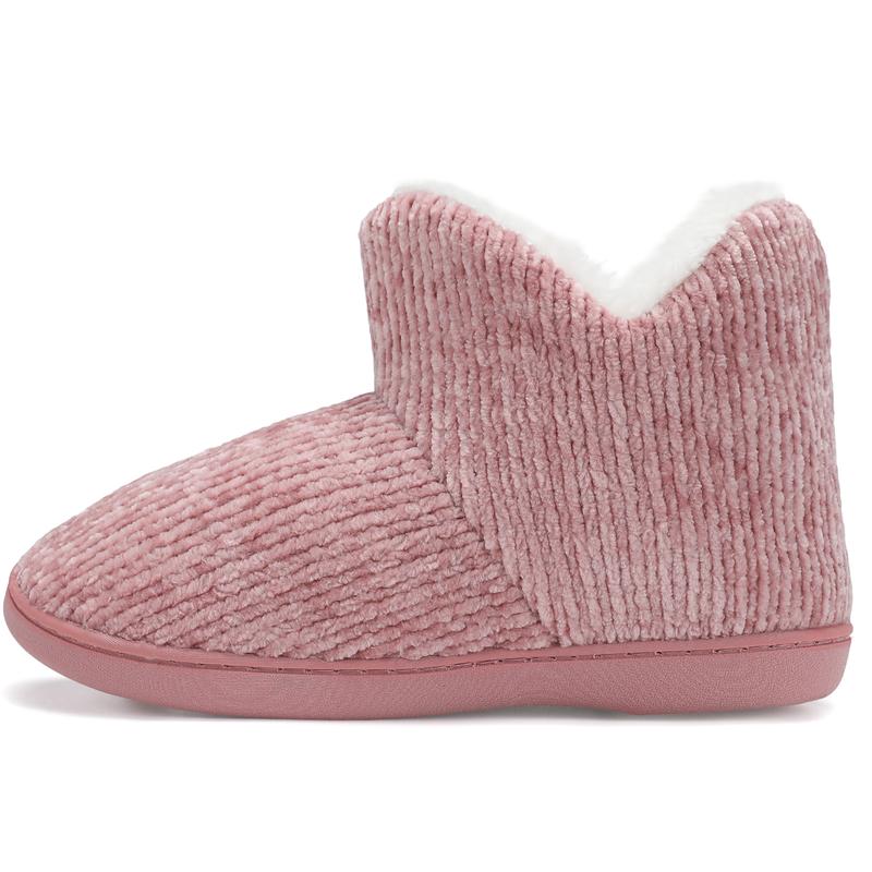 Women Indoor Warm Bootie Slippers Fluffy Plush Outdoor Winter Booty Slippers with Polar Fleece Lining