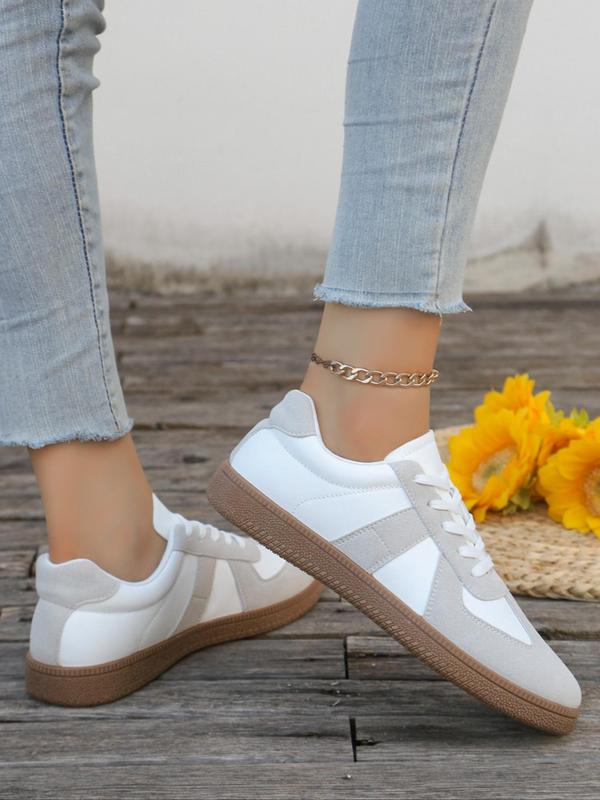 Women's Fashionable Lace Up Low Top Sneakers, Casual Comfortable Breathable Sports Shoes, Female All-match Round Toe Shoes for Daily Wear