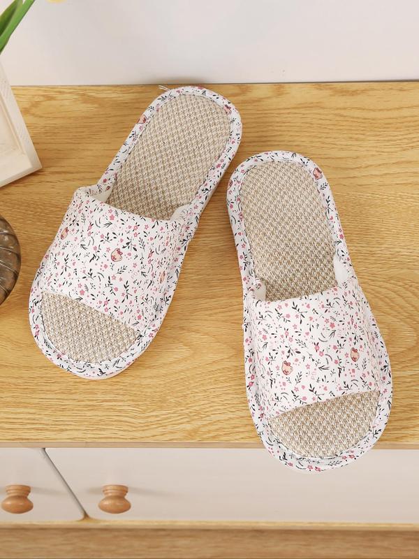 1 Pair Women's Ditsy Floral Print House Slippers, Soft and Comfy Non-slip Bedroom Slippers for Women & Girls, 2023 New Trendy Perfect House Shoes Indoor and Outdoor