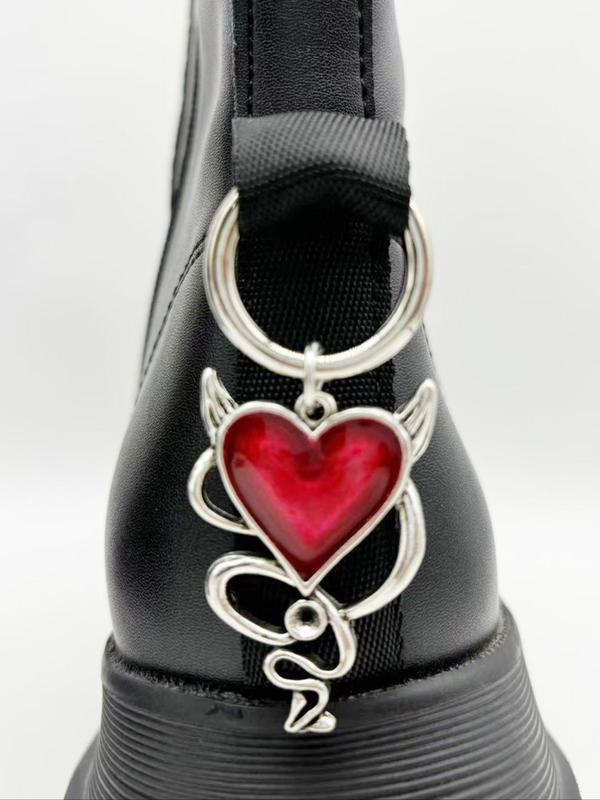 Punk Style Heart Shaped Pendant Decor Shoe Charms, Fashionable Gothic Style Shoes Decorations for Women & Men, Trendy All-match & Exquisite Shoes Charms for Birthday Gift