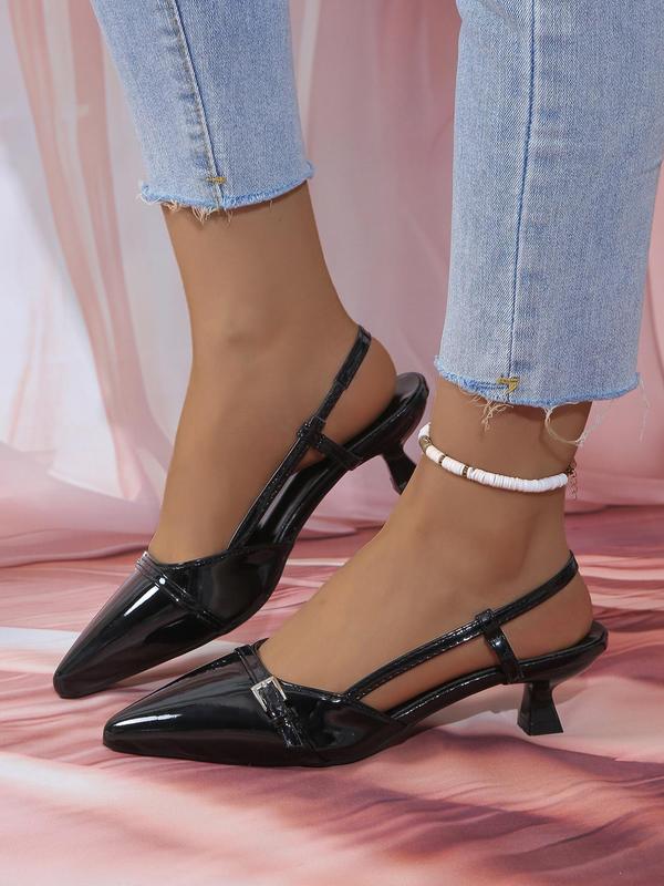 Women's Elegant Criss Cross Strap Kitten Heel Sandals, Fashionable Pointed Toe Slingback Sandals for Party, Daily Clothing Decor for Women & Girls