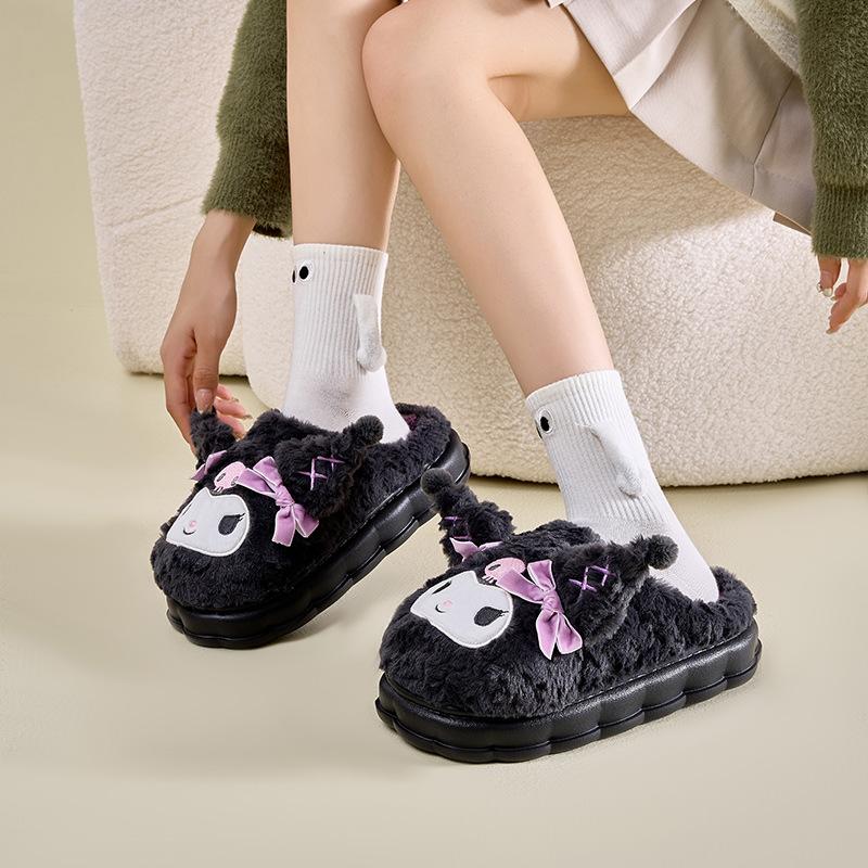 Clow M Cotton Slippers Autumn and Winter New Home Non-Slip Warm Sanrio Half Slippers Cotton Slippers Women's