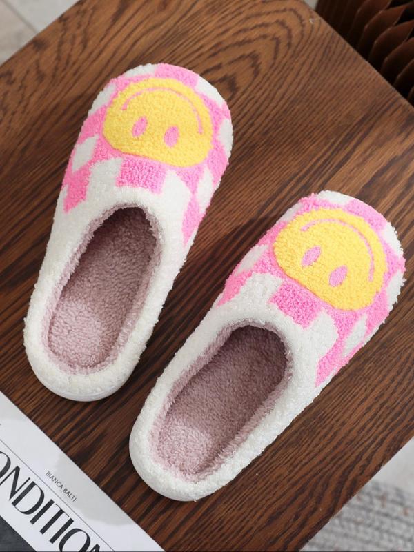 Women's Cute Smile Face Pattern Slippers, 2024 New Style Casual Soft Comfortable Home Slippers, Warm Slippers for Indoor & Outdoor Use for Fall & Winter