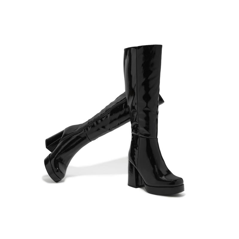 Kami Platform Block Heel Boots - Black