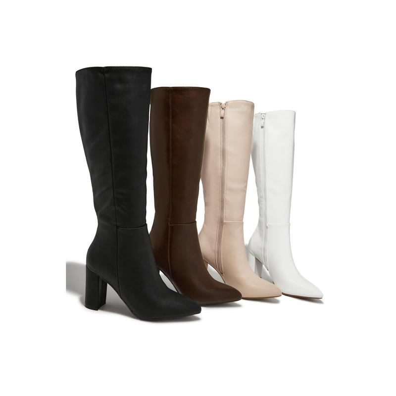 Fine Time Block Heel Knee High Boots - Brown