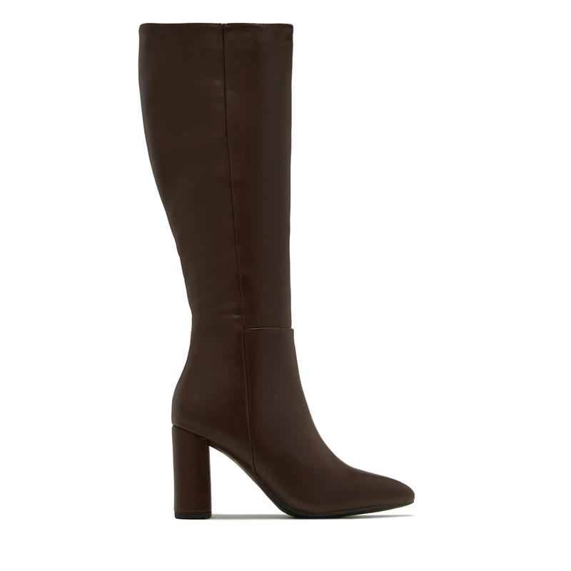 Fine Time Block Heel Knee High Boots - Brown