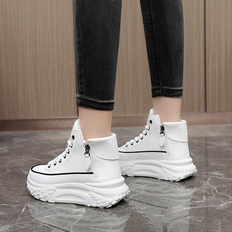 New high-top women's shoes 2023 winter style velvet warm cotton shoes casual board shoes