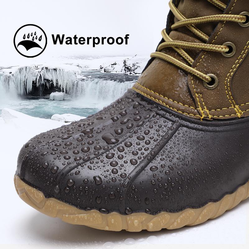 ALEADER Men's Fashionable All-match Duck Boots | Waterproof and Non-slip Hiking Boots | Fur ​​Lined Classic Winter Snow Boots Shoe Footwear