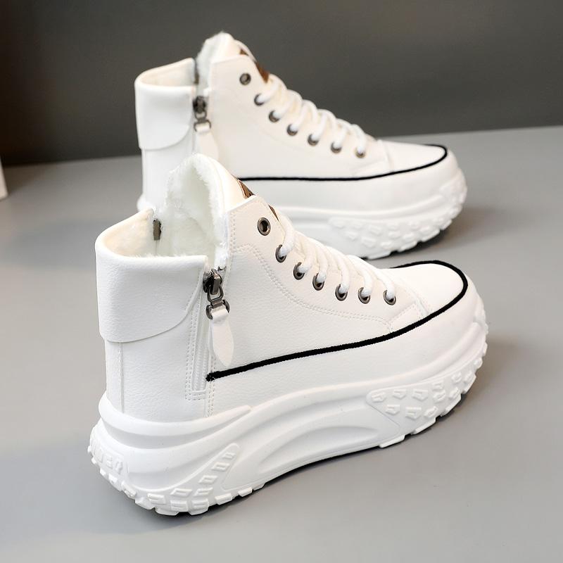 New high-top women's shoes 2023 winter style velvet warm cotton shoes casual board shoes