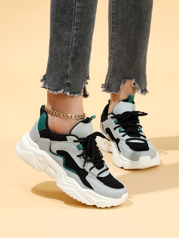 2024 New Stylish Women's Patchwork Sneakers for Women, Breathable Comfortable Platform Sports Chunky Shoes, Non-slip Sneakers for Back To School Wear,  Fall Shoes