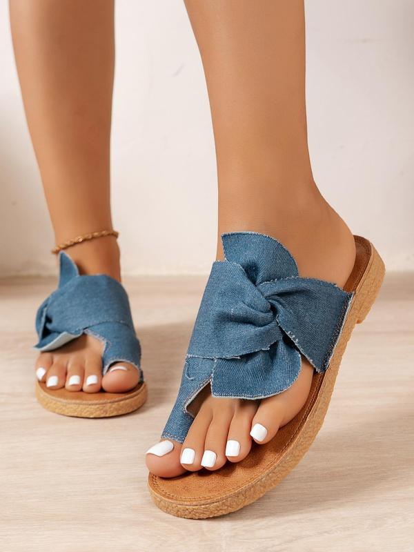 Women's Fashionable Bowknot Decorated Slip on Sandals, Casual Soft Sole Sandals for Summer, New Trendy Shoes for Daily Wear