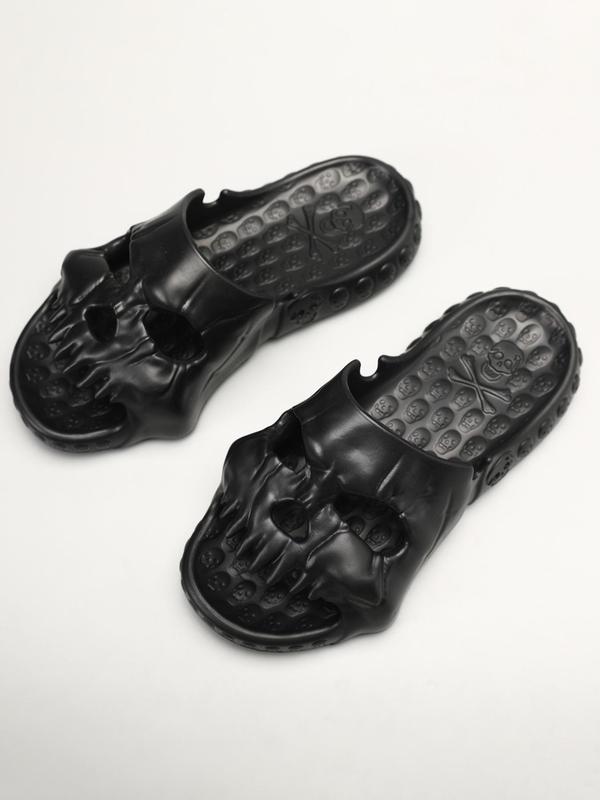 Men's Summer 2024 New Ghost Design Platform Slippers, Soft Flatform House Slippers, Non-slip Slides for Shower for Indoor & Outdoor Wear, Boy's Walking Shoes