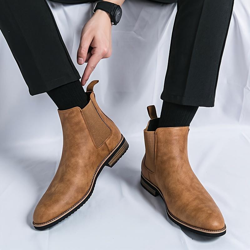 Men's Fashion Retro Chelsea Boots, Non-Slip High Top Casual Shoe Outdoor Spring and Autumn