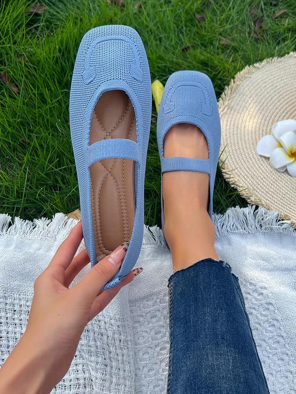 Women's Solid Color Square Toe Slip on Flats, Casual Comfortable Fashionable Flat Shoes for Daily Wear, Lightweight Breathable Shoes for Women & Girls