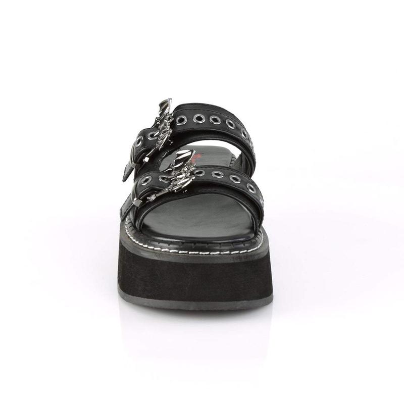 Demonia Emily-100 Black Vegan Leather Sandals