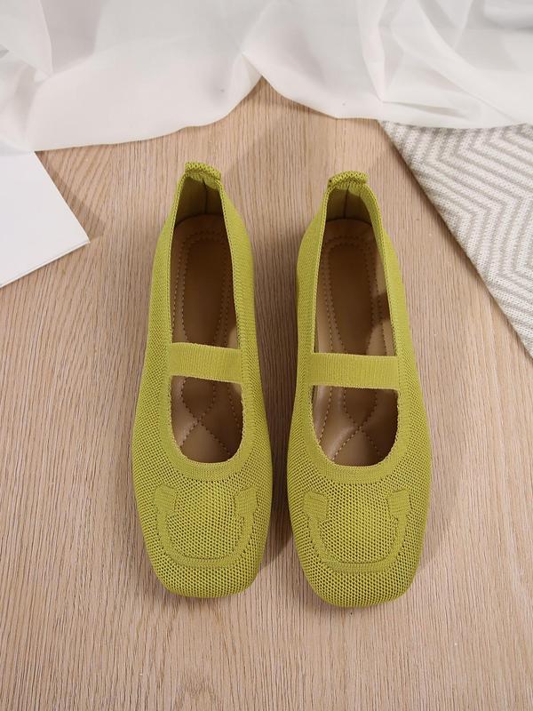 Women's Solid Color Square Toe Slip on Flats, Casual Comfortable Fashionable Flat Shoes for Daily Wear, Lightweight Breathable Shoes for Women & Girls