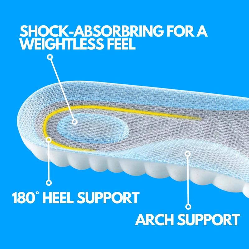 Soft Elastic Breathable Sports Insoles, 1 Pair - Sweat Absorbent and Lightweight - Non Tiring Feet - Christmas Gifts - Footwear, Bedroom