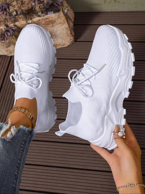 Women's Fashionable Lace Up Low Top Sneakers, Casual Designer Sneakers, Athletic Girls Footwear, Comfortable Breathable Lightweight Sports Running Shoes, All-match Basic Shoes for Daily Wear