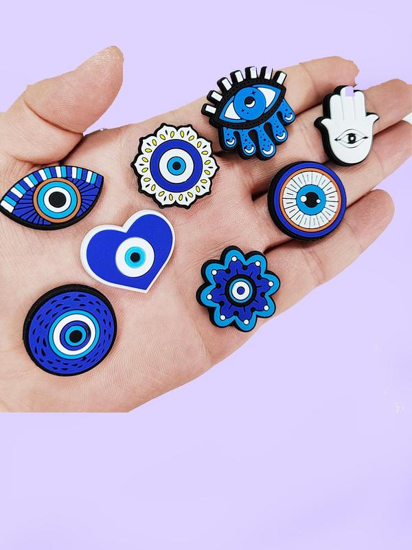 Evil Eye Design Shoe Charms, Cute Eye Design Shoe Decoration Charms, Fashionable Shoes Decoration for Clogs