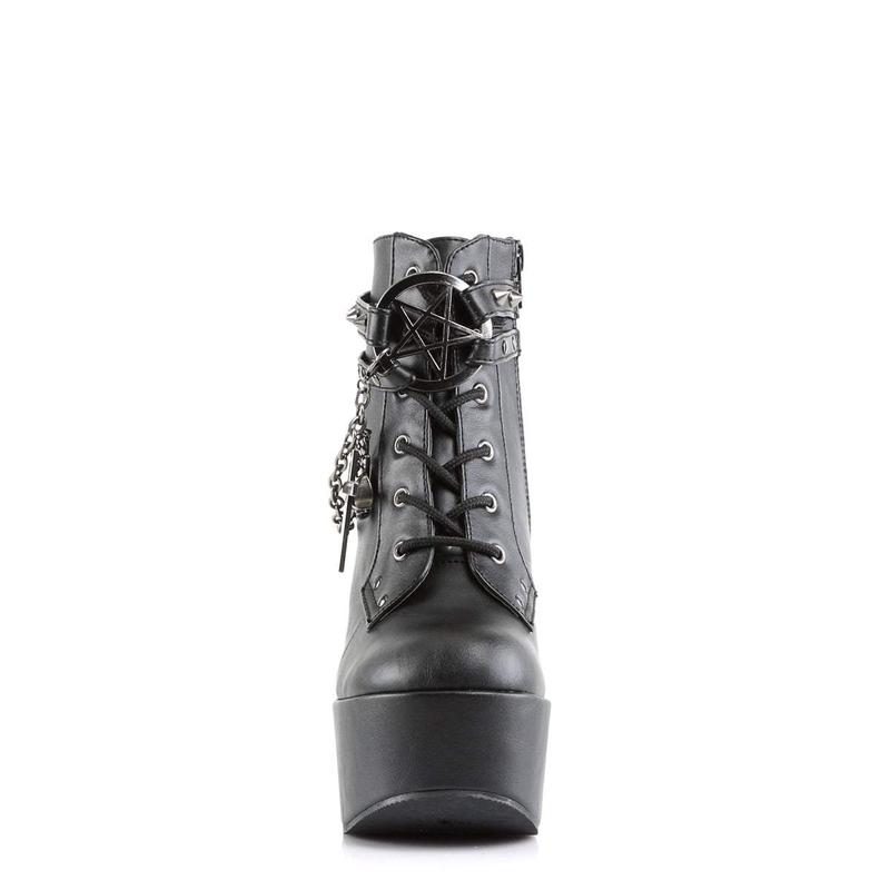 Demonia Poison-101 Black Vegan Leather Ankle Boots