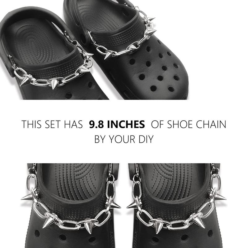 Goth Shoe Charms Goth Emo Accessories Punk Rivets Shoe Charms Y2K Shoe Charms for Woman and Man DIY Clog Sandals Chains for Shoe Decoratio