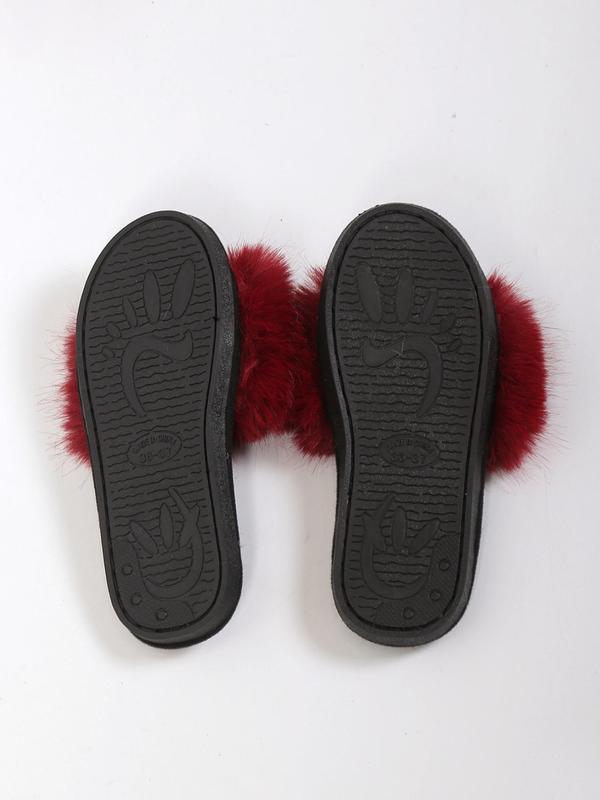 Women's Fashionable Fluffy Slippers for Women, Casual Comfortable Home Sandals for Fall & Winter, Fluffy Winter House Shoes for Indoor and Outdoor