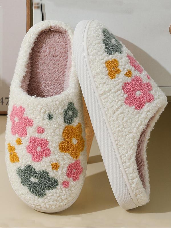 Women's Floral Pattern Slippers, 2024 New Style Casual Soft Comfortable Home Slippers, Warm Slippers for Indoor & Outdoor Use for Fall & Winter