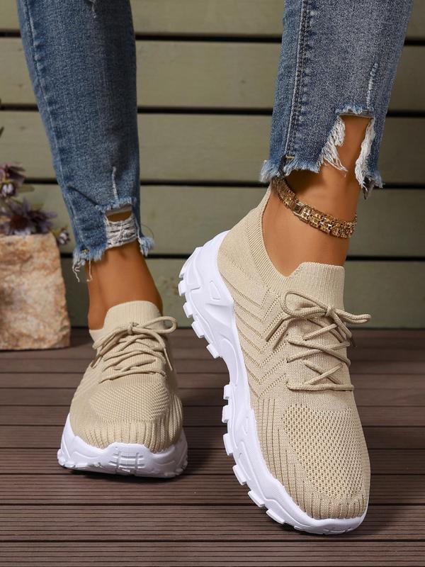 Women's Fashionable Lace Up Low Top Sneakers, Casual Designer Sneakers, Athletic Girls Footwear, Comfortable Breathable Lightweight Sports Running Shoes, All-match Basic Shoes for Daily Wear