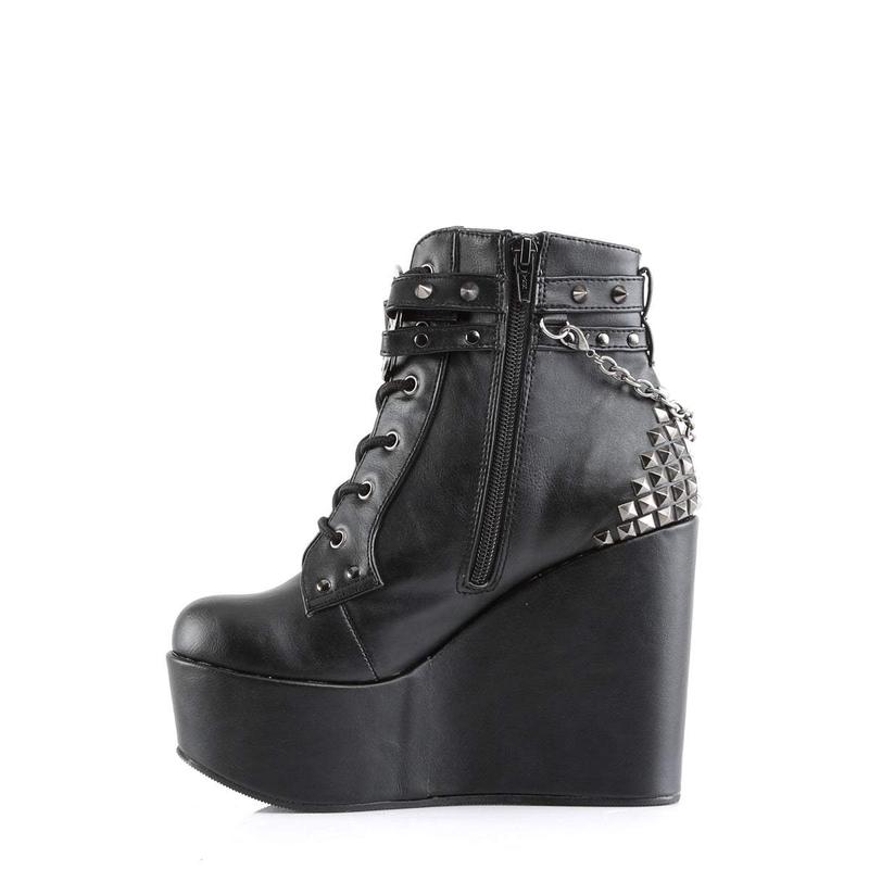 Demonia Poison-101 Black Vegan Leather Ankle Boots