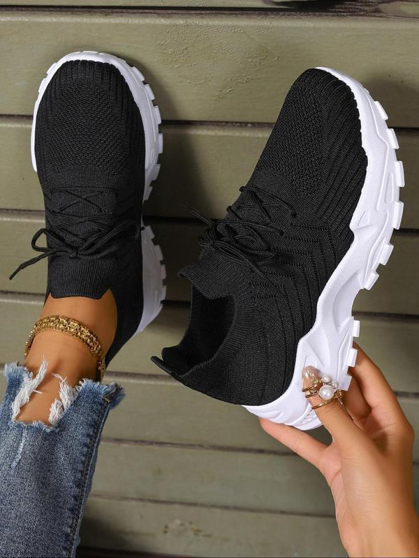 Women's Fashionable Lace Up Low Top Sneakers, Casual Designer Sneakers, Athletic Girls Footwear, Comfortable Breathable Lightweight Sports Running Shoes, All-match Basic Shoes for Daily Wear