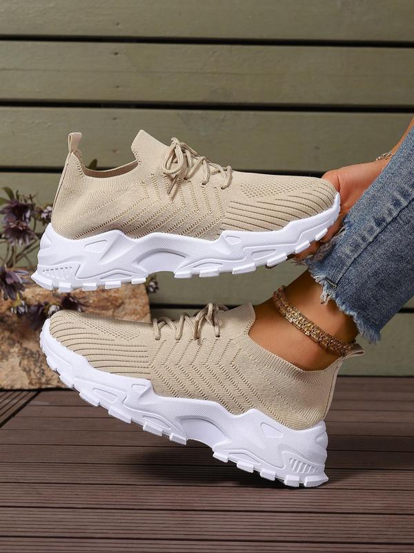 Women's Fashionable Lace Up Low Top Sneakers, Casual Designer Sneakers, Athletic Girls Footwear, Comfortable Breathable Lightweight Sports Running Shoes, All-match Basic Shoes for Daily Wear