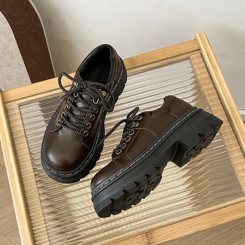 A Pair of Vintage-Style All-Season Platform Shoes, Suitable for Women, Casual Lace up Oxford Shoes, Made of Artificial Material Upper, Cloth Lining and Insole, Pu Sole-Multi-Functional Retro University Style Shoes