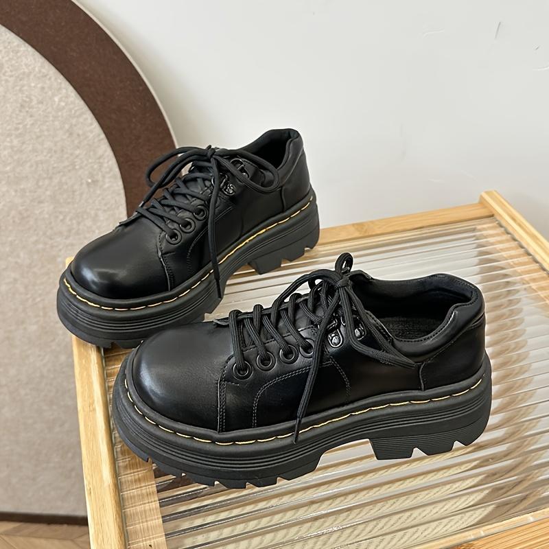 A Pair of Vintage-Style All-Season Platform Shoes, Suitable for Women, Casual Lace up Oxford Shoes, Made of Artificial Material Upper, Cloth Lining and Insole, Pu Sole-Multi-Functional Retro University Style Shoes