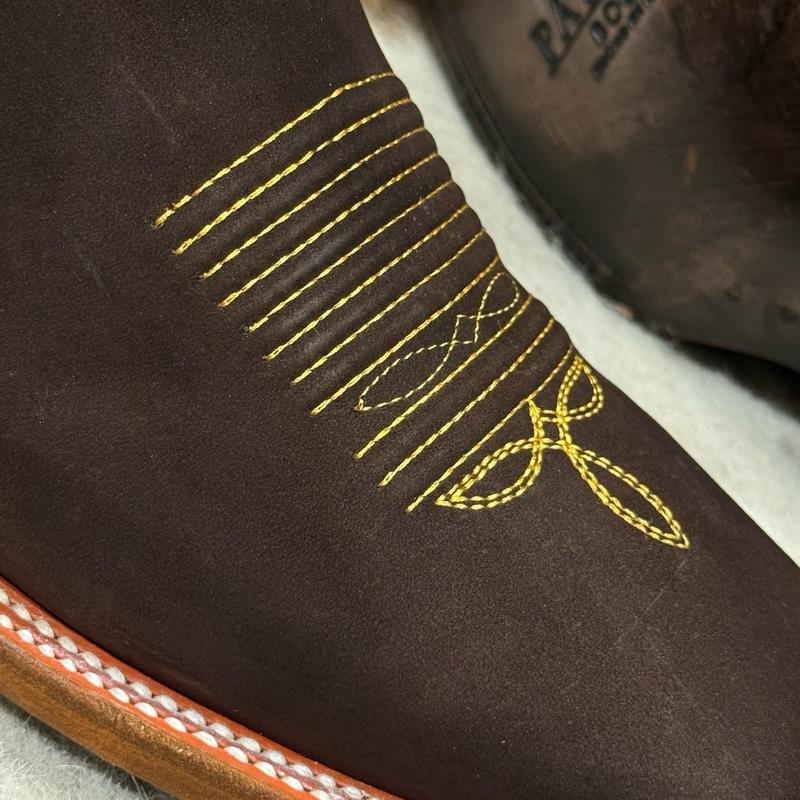 100 Choco Nobuck Western boots made in Mexico botin charros suela cuero