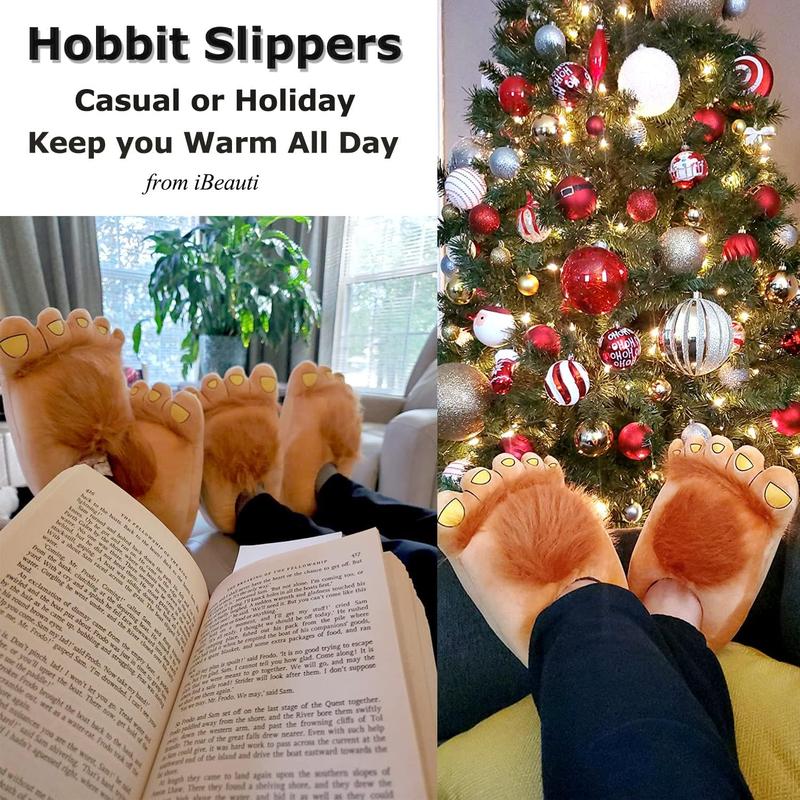 Men's Big Feet Furry Monster Adventure Slippers, Comfortable Novelty Warm Winter Hobbit Feet Costume Slippers for Adults (Men: US 11) Flipflop Footwear Slide Shoe