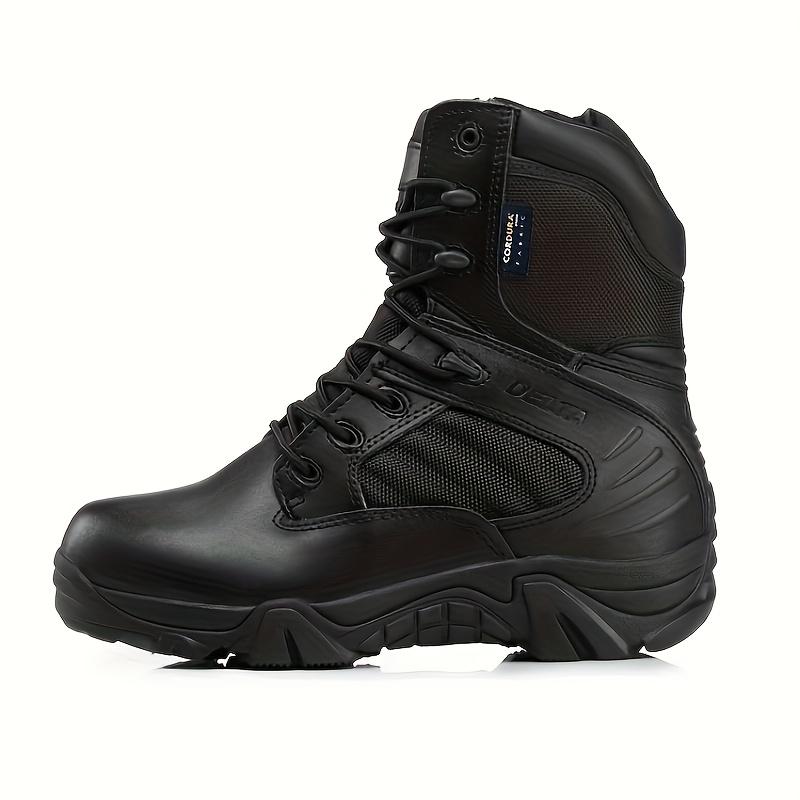 Men's Solid Colour High Top Boots, Comfy Non Slip Casual Durable Zip Up Shoes For Men's Outdoor Activities