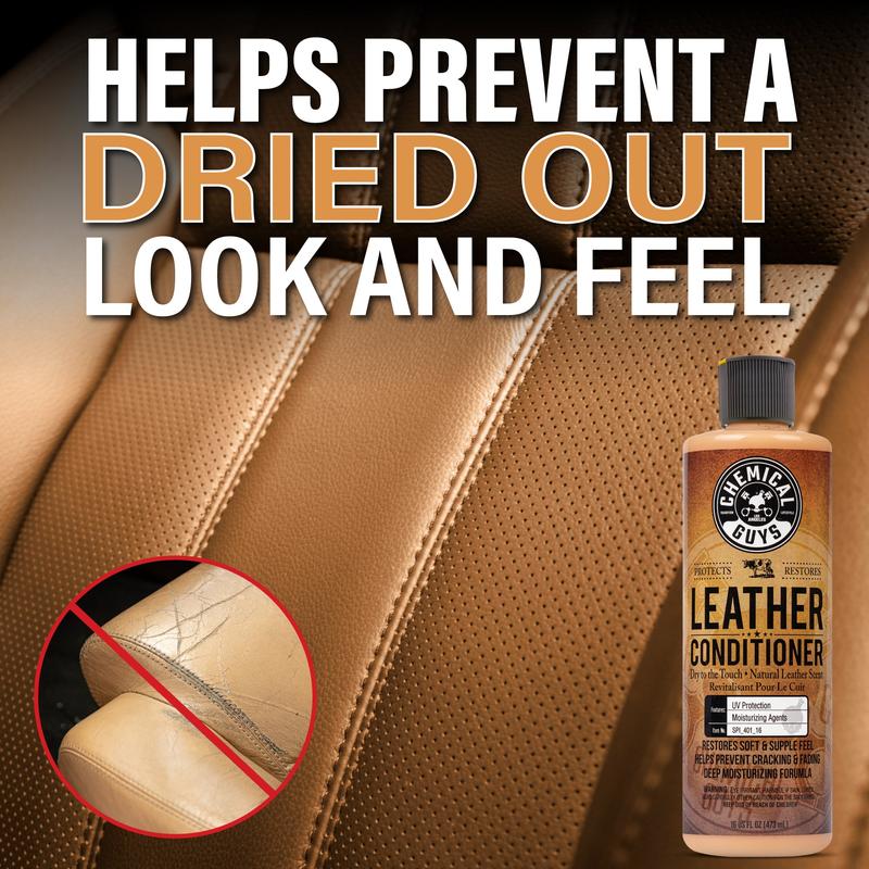 CHEMICAL GUYS Leather Conditioner - leather care, conditioner, restore and protect, rehydrate, prevent cracking, safe on car seats, handbags, shoes