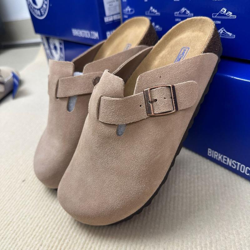 BIRKENSTOCK Genuine Leather Cork Sole Clogs for Couples - Stylish Open-Toe Sandals for Everyday Wear