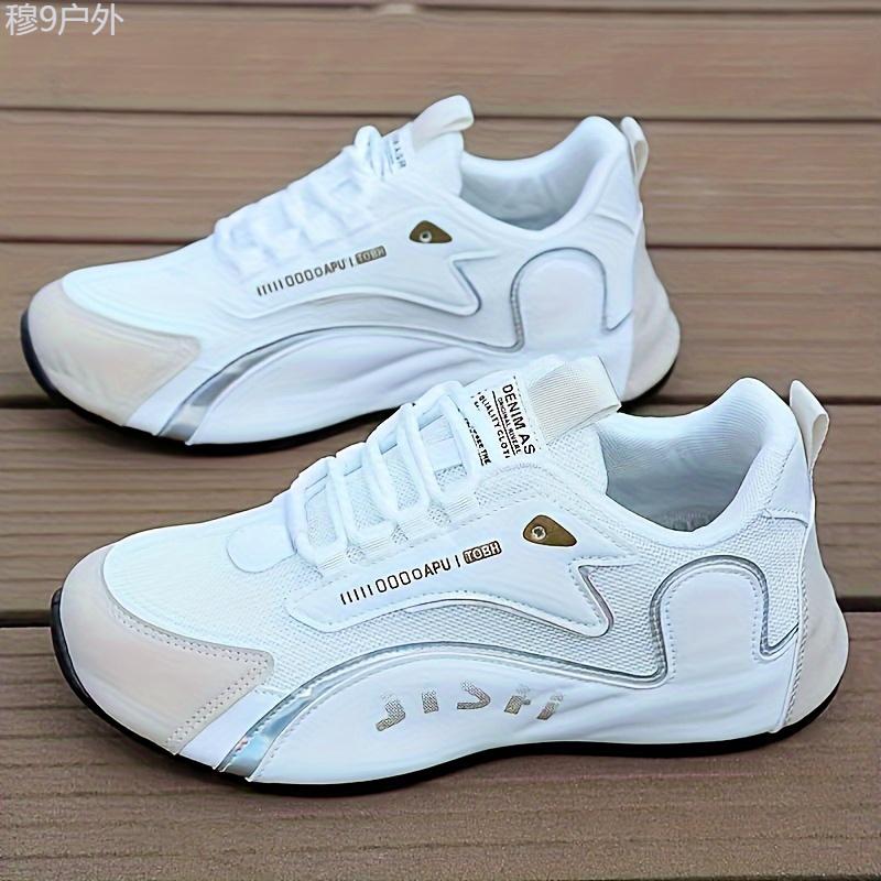 Comfy Breathable Men's Trendy Sneakers, Non Slip Lace Up Casual Shoes For Outdoor Activities Closed Training