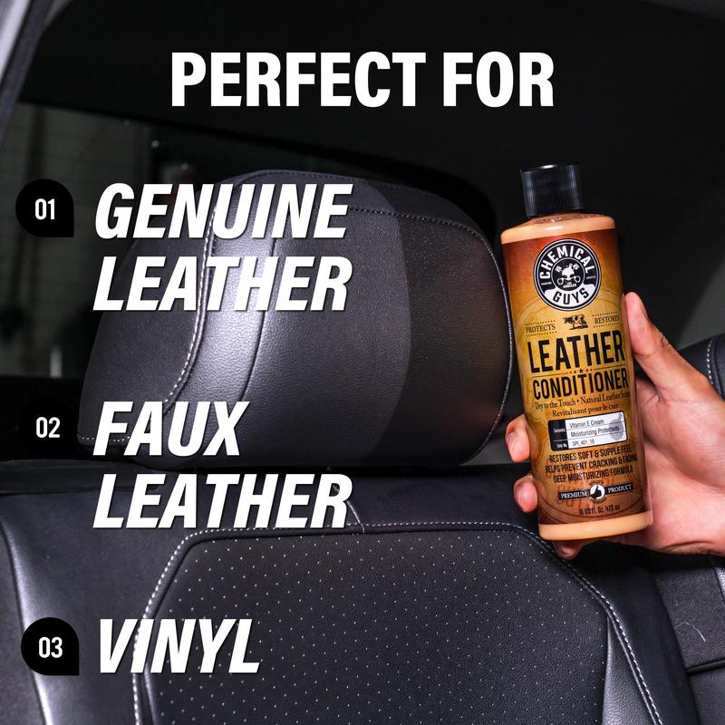 CHEMICAL GUYS Leather Conditioner - leather care, conditioner, restore and protect, rehydrate, prevent cracking, safe on car seats, handbags, shoes