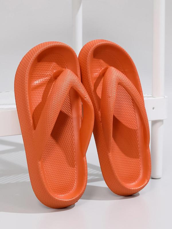 Summer 2024 Simple Plain Textured Thick Sole Non-slip Flip Flops Comfort Sandals, Casual Vacation Beach Walking Shoes for Beach Holiday Vacation, Indoor Home Slippers Footwear